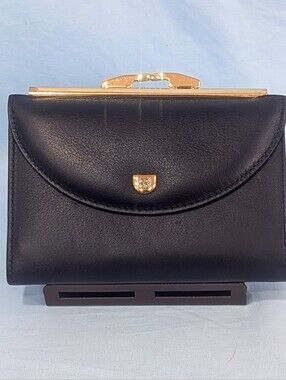 NWT & NIB Bosca Leather French Purse Wallet in Black Mezzaluna